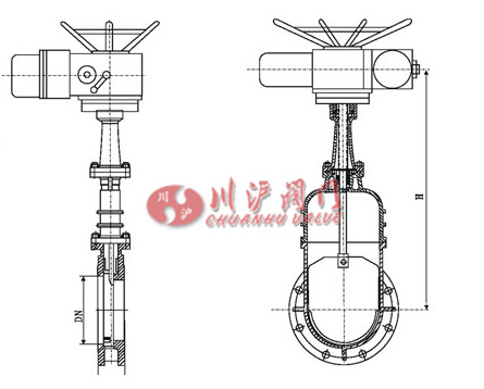 電動(dòng)暗桿刀型閘閥結(jié)構(gòu)圖