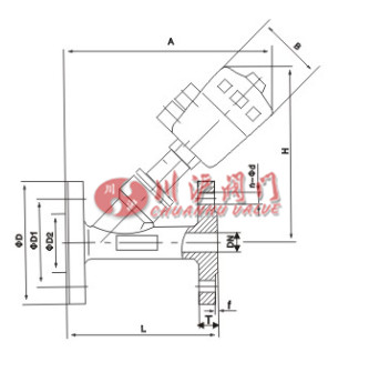氣動法蘭角座閥結(jié)構(gòu)圖