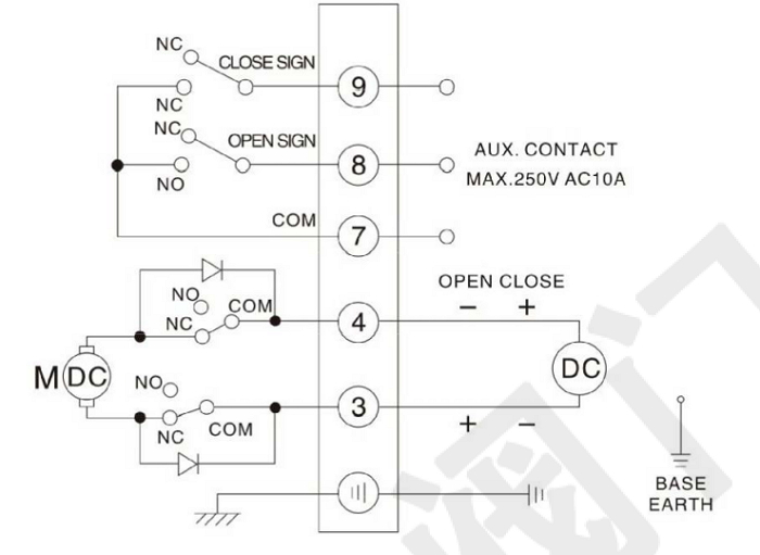電動球閥直流開關(guān)型接線圖